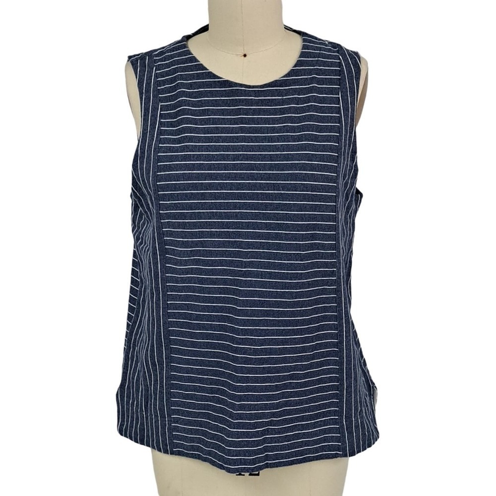 NEW J.Crew navy blue and white striped tank top XL